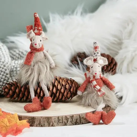 Autumn Mouse Shelf Sitter Fabric With Hat & Scarf