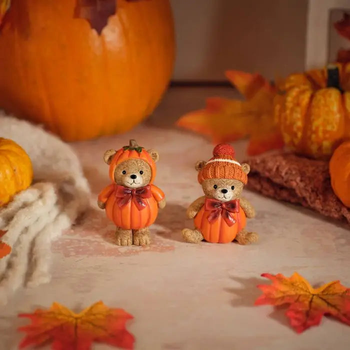 Harvest Home Resin Pumpkin Bear Ornament 2 Asstd