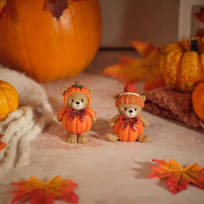 Harvest Home Resin Pumpkin Bear Ornament 2 Asstd