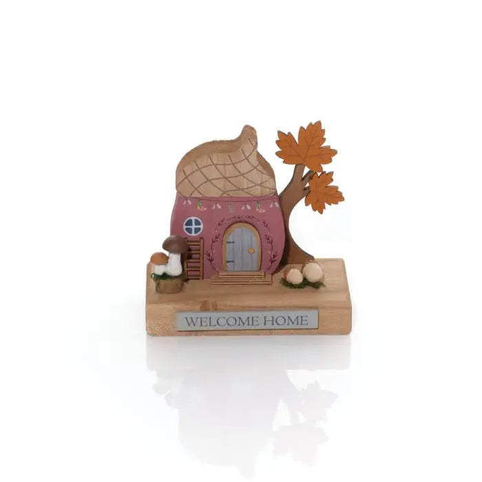 Toadstool Tales Wood Welcome Home Acorn House Decorative Block