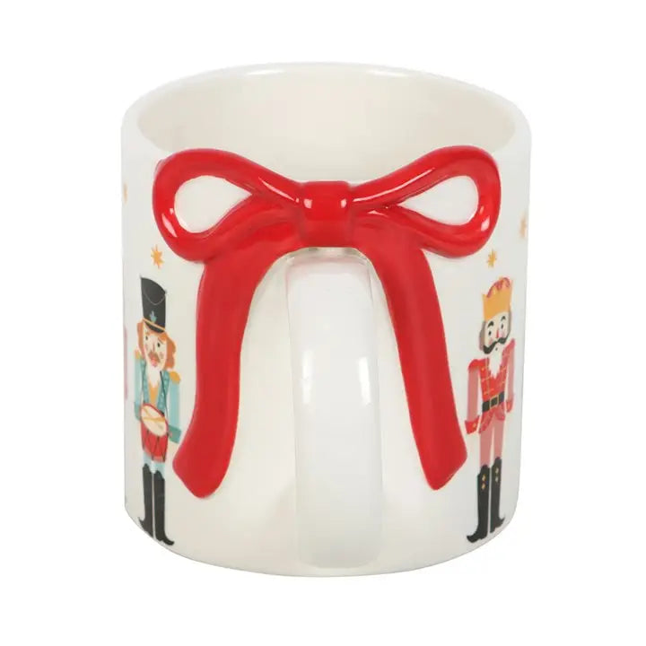 Nutcracker Print Christmas Mug with Bow