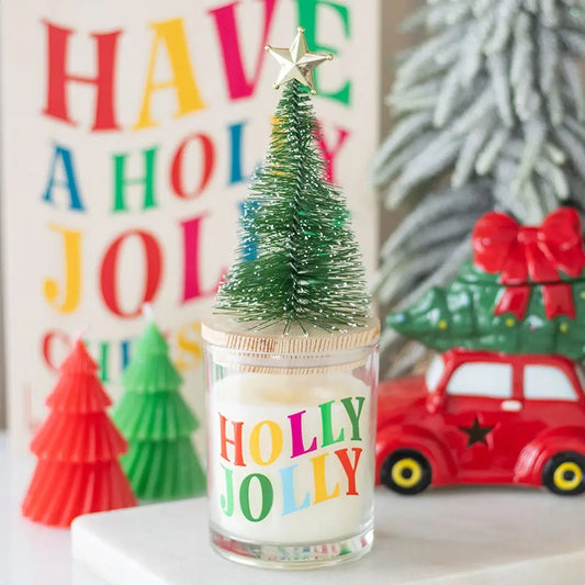 Holly Jolly Pine & Fir Christmas Candle with Tree