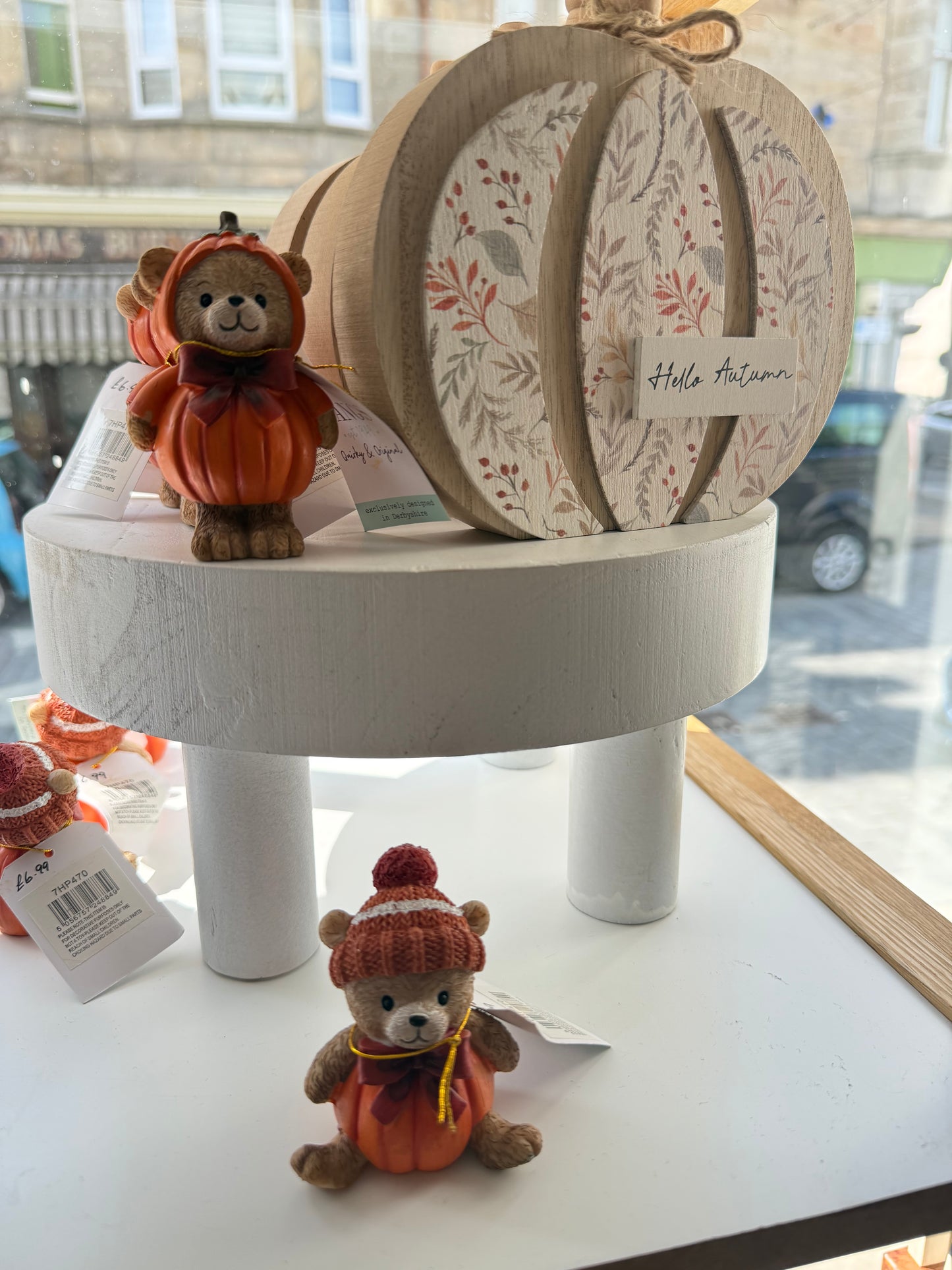 Harvest Home Resin Pumpkin Bear Ornament 2 Asstd