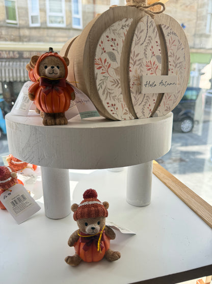 Harvest Home Resin Pumpkin Bear Ornament 2 Asstd