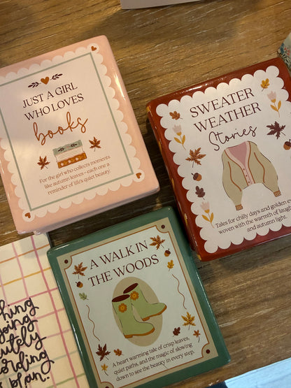 Cosy Chapter Book Shaped Stoneware Coaster 3 Asstd