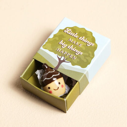 Tiny Matchbox Ceramic Acorn Token