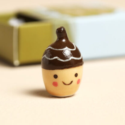 Tiny Matchbox Ceramic Acorn Token