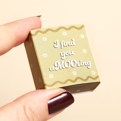 Tiny Matchbox Ceramic Highland Cow Token