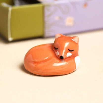 Tiny Matchbox Ceramic Fox Token