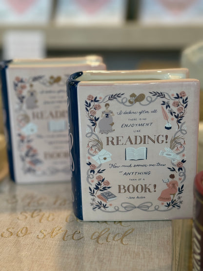 Book Pot Ceramic Small (10cm) - Jane Austen (Pride & Prejud)