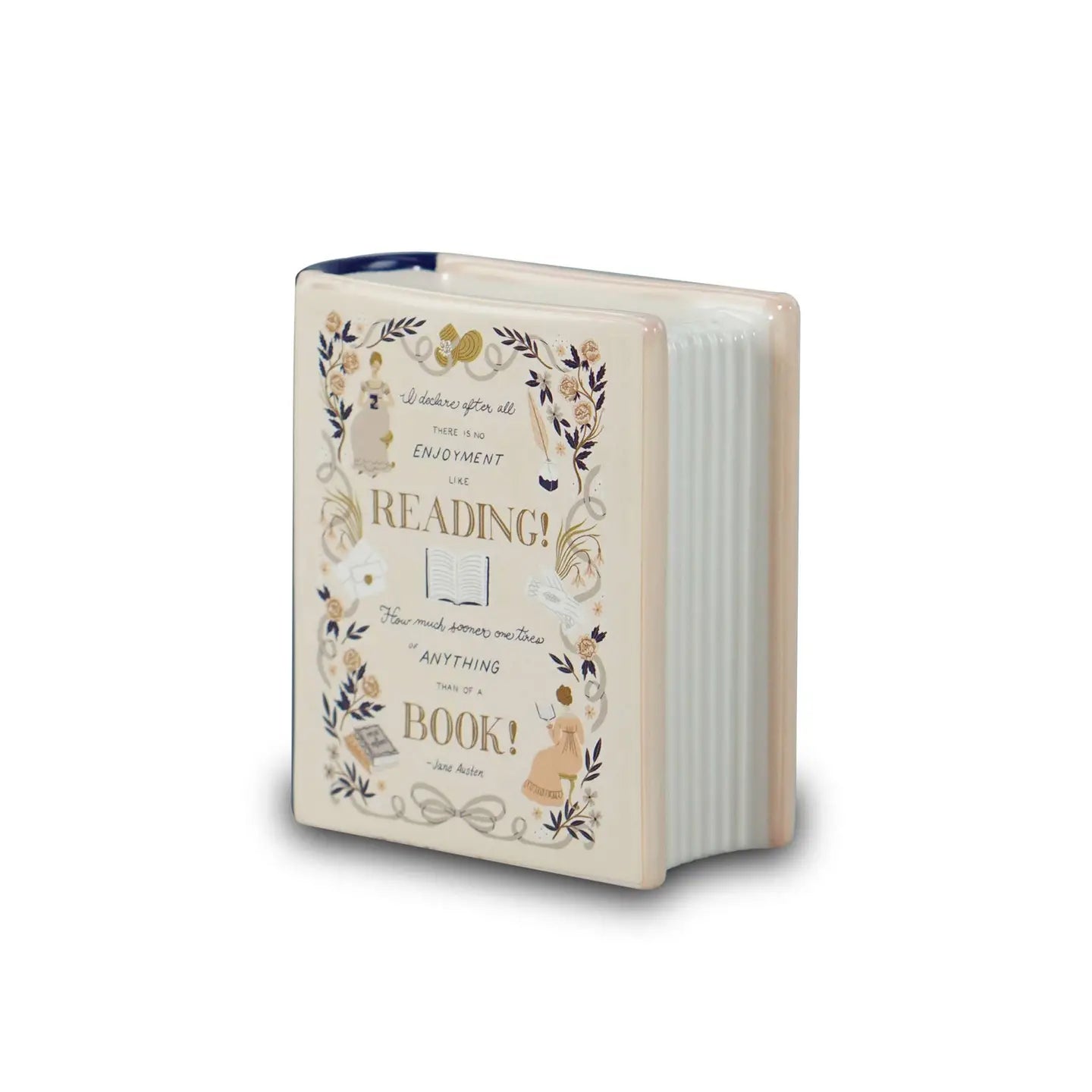 Book Pot Ceramic Small (10cm) - Jane Austen (Pride & Prejud)