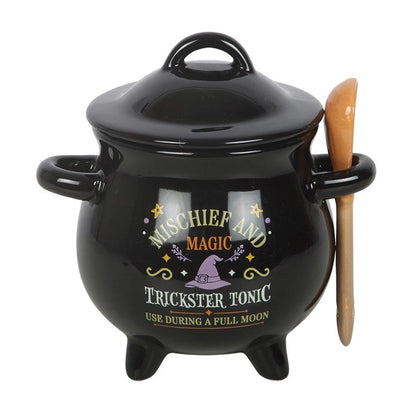 Mischief and Magic Halloween Cauldron Soup Bowl with Spoon