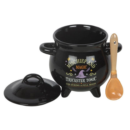 Mischief and Magic Halloween Cauldron Soup Bowl with Spoon