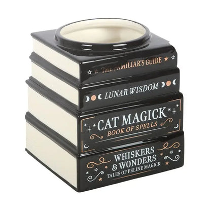 Black Cat Magick Book Stack Shaped Vase