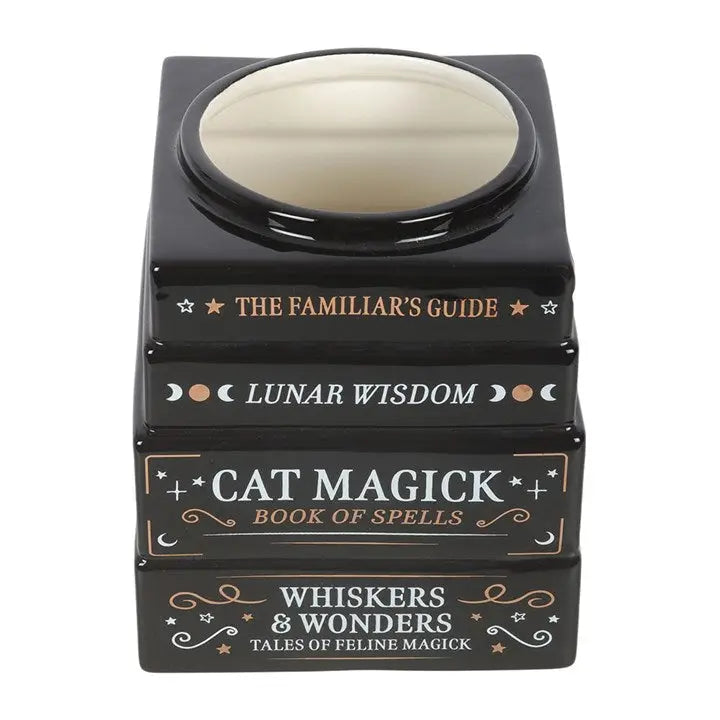 Black Cat Magick Book Stack Shaped Vase