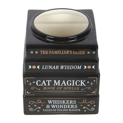 Black Cat Magick Book Stack Shaped Vase