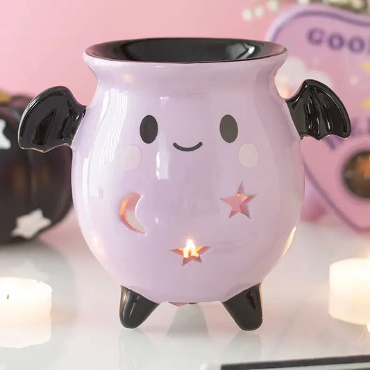 Pastel Bat Brew Gothic Halloween Cauldron Oil Burner