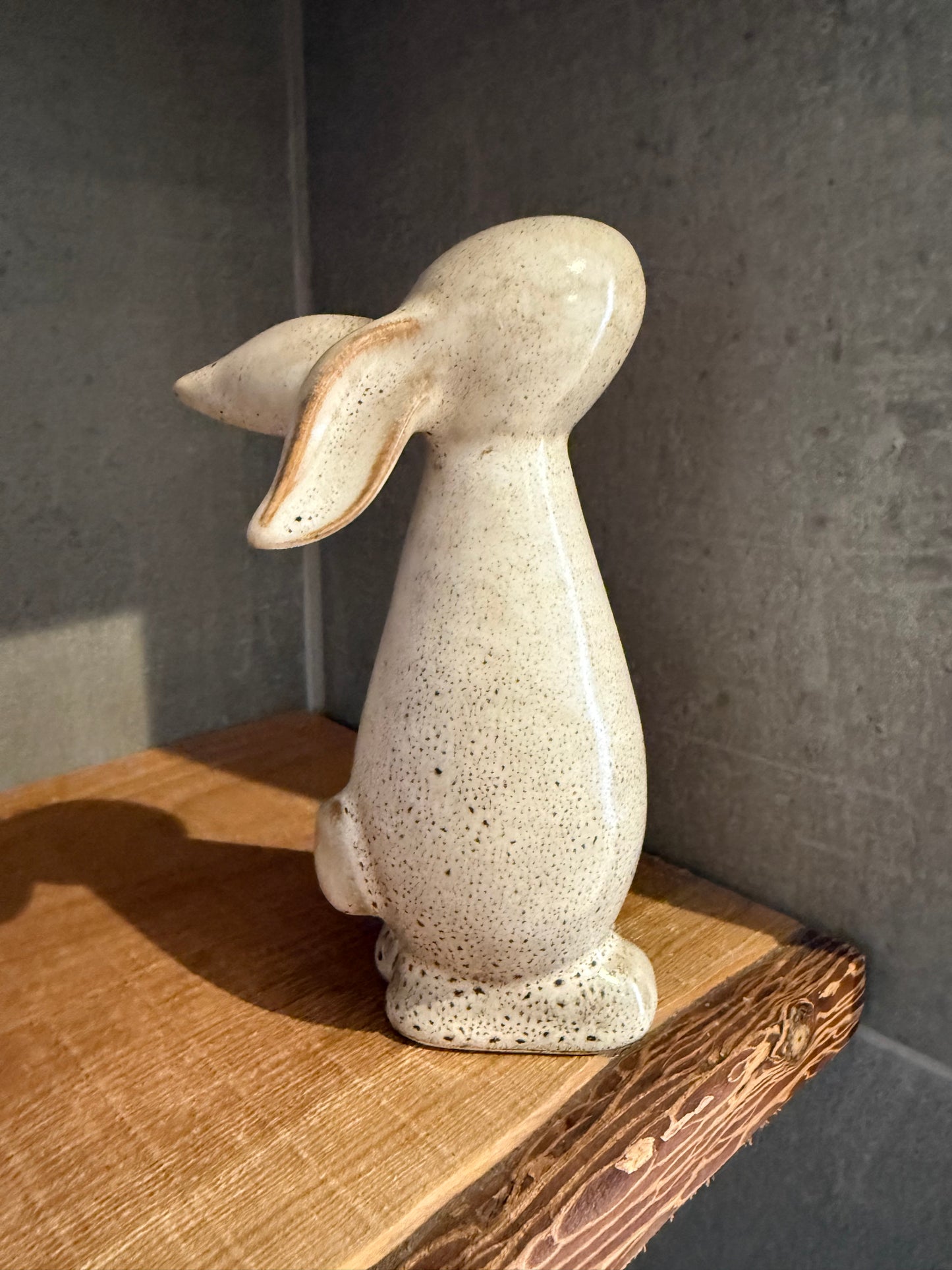 Glazed neutral standing bunny ornament