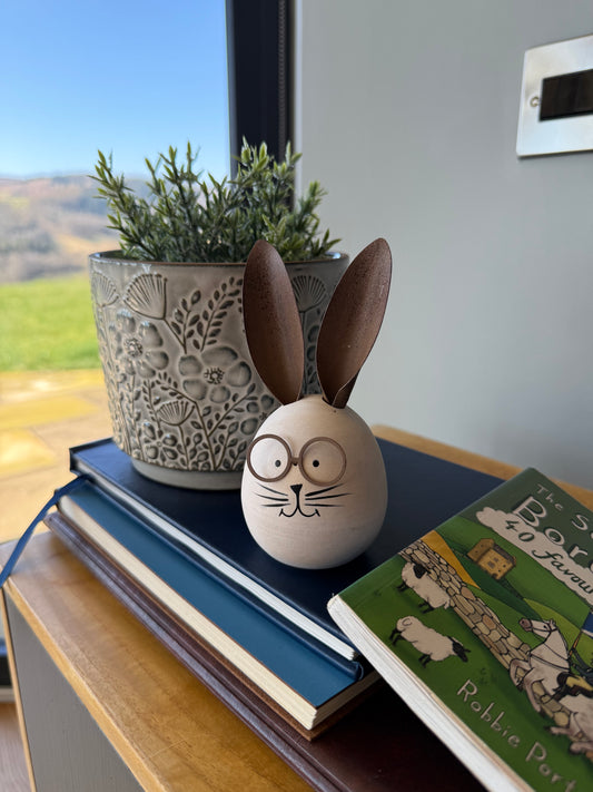 Wooden Rabbit Deco, 14cm