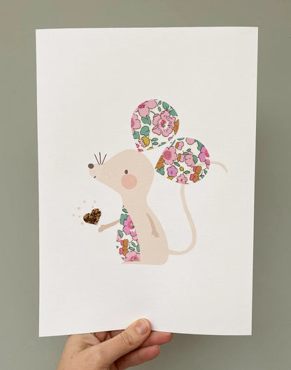 LIBERTY PRINT MOUSE NURSERY ART