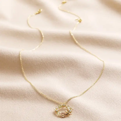 Crystal Flower and Bee Droplet Necklace
