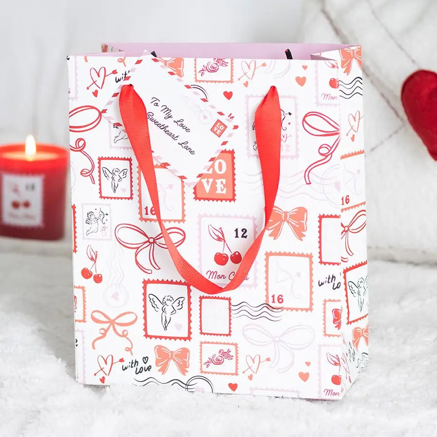 Postage Stamp Print Valentine's Day Gift Bag