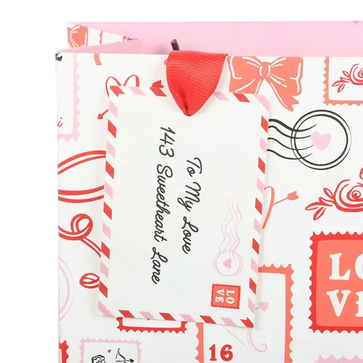Postage Stamp Print Valentine's Day Gift Bag