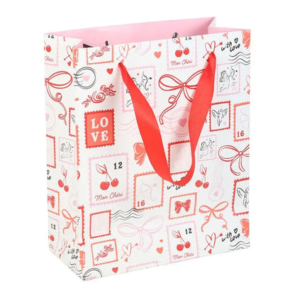 Postage Stamp Print Valentine's Day Gift Bag