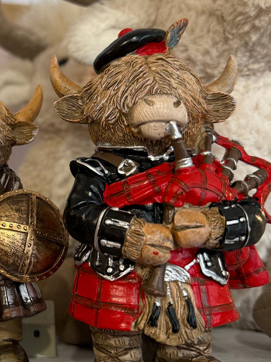 Scottish highland cow piper ornament