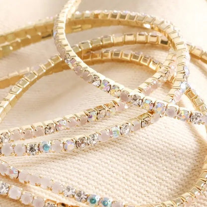 Delicate Mix Diamanté Tennis Bracelets in 5 Pack