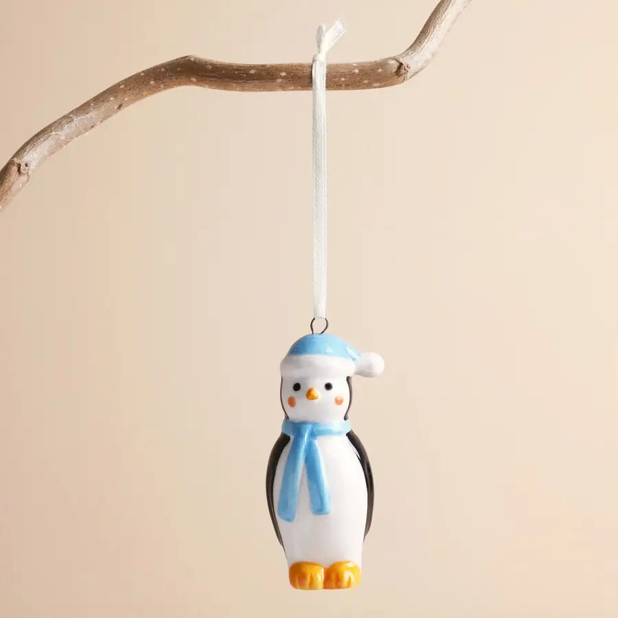 Ceramic Chilly Penguin Christmas Hanging Decoration