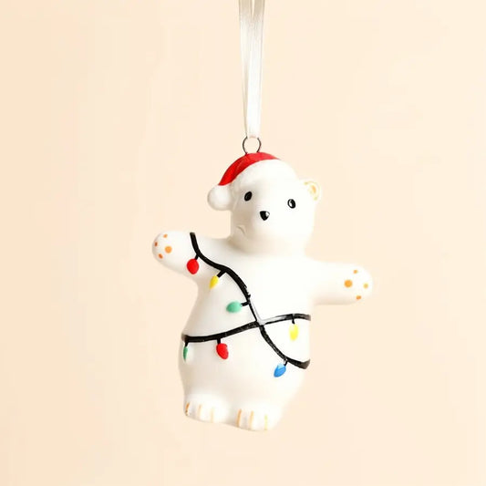 Ceramic Christmas Bear Hanging Decoration