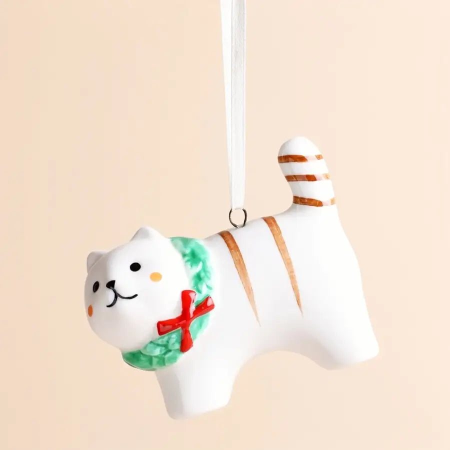 Ceramic Christmas Cat Hanging Decoration