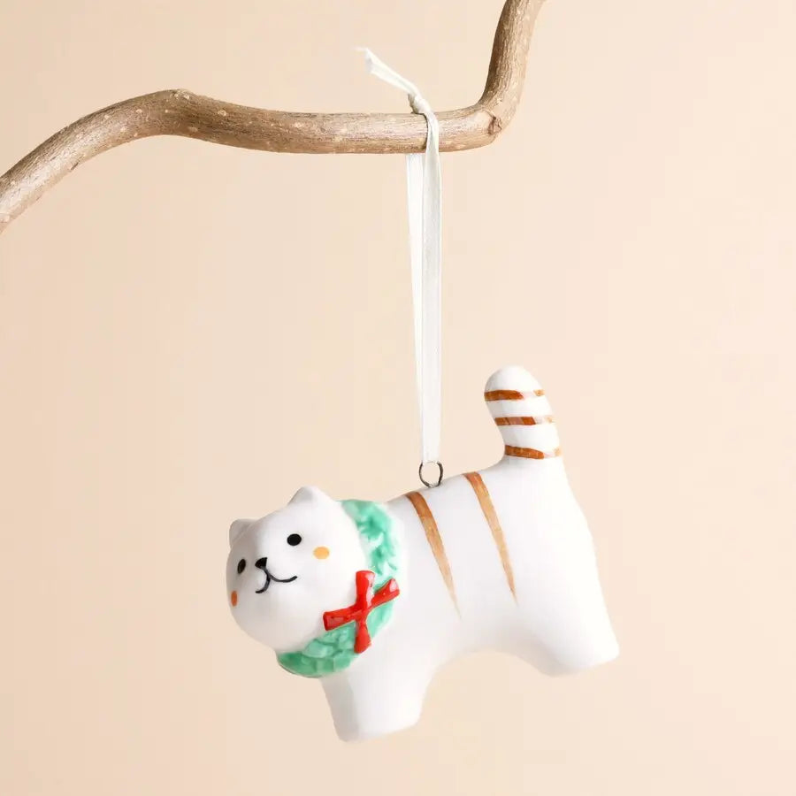 Ceramic Christmas Cat Hanging Decoration