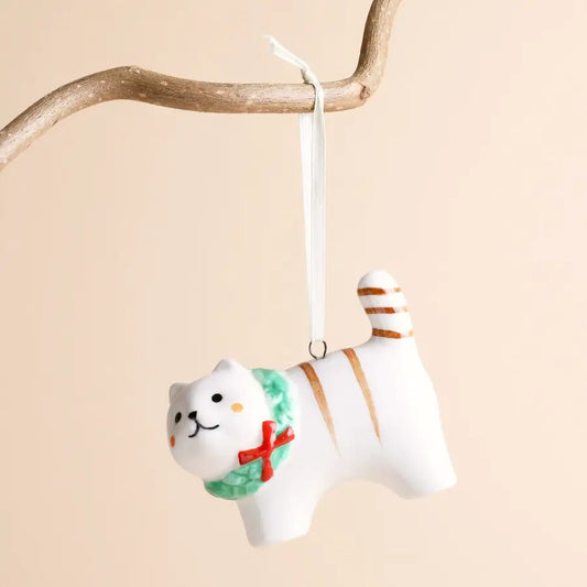 Ceramic Christmas Cat Hanging Decoration