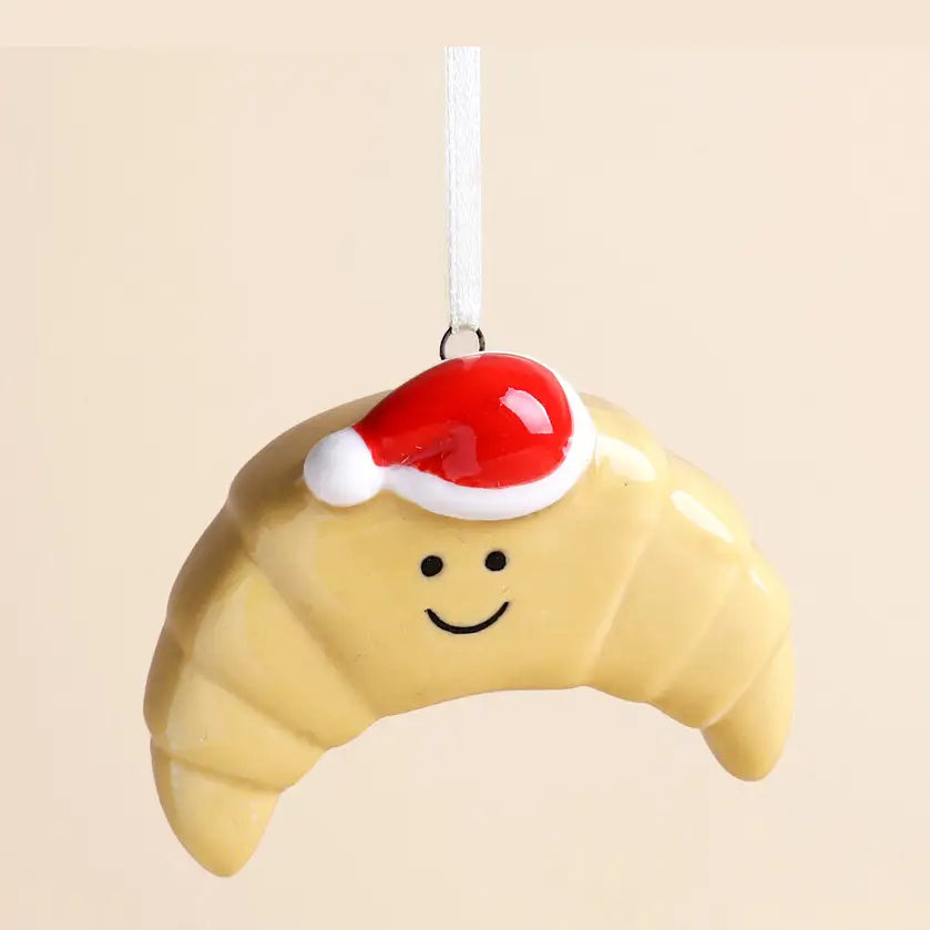 Ceramic Christmas Croissant Hanging Decoration