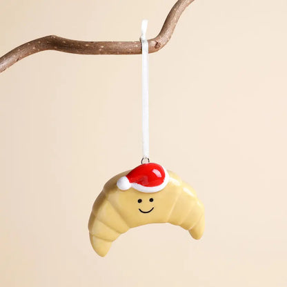 Ceramic Christmas Croissant Hanging Decoration