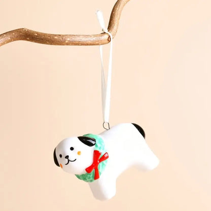 Ceramic Christmas Dog Hanging Decoration