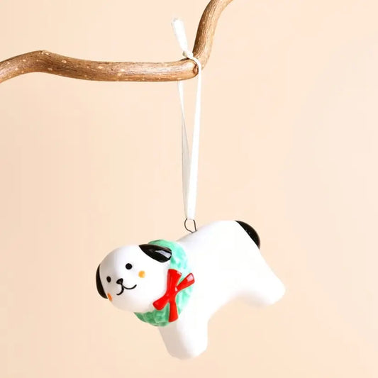 Ceramic Christmas Dog Hanging Decoration