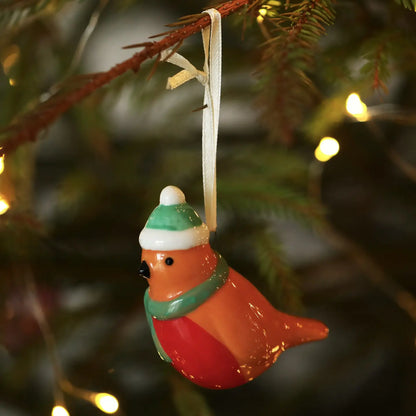 Ceramic Christmas Robin Hanging Decoration