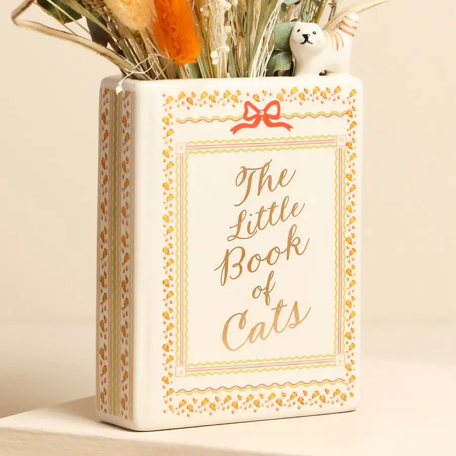 Ceramic Little Book of Cats Mini Book Vase