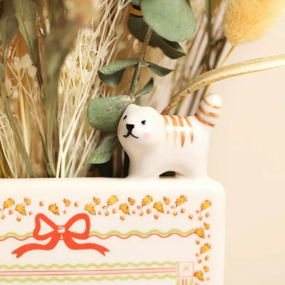 Ceramic Little Book of Cats Mini Book Vase