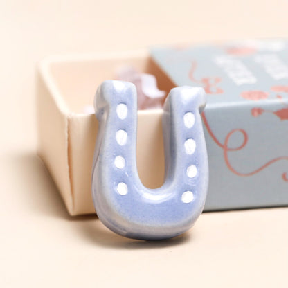Tiny Matchbox Ceramic happily ever after Horseshoe Token