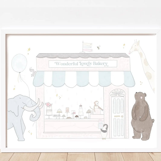 Dreamy Pastel Bakery Safari Imagination Play Gold Foil Print