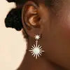 Large Crystal Double Star Drop Earrings in Silver