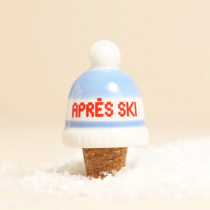 Ceramic Après-Ski Blue Bobble Hat Bottle Stopper