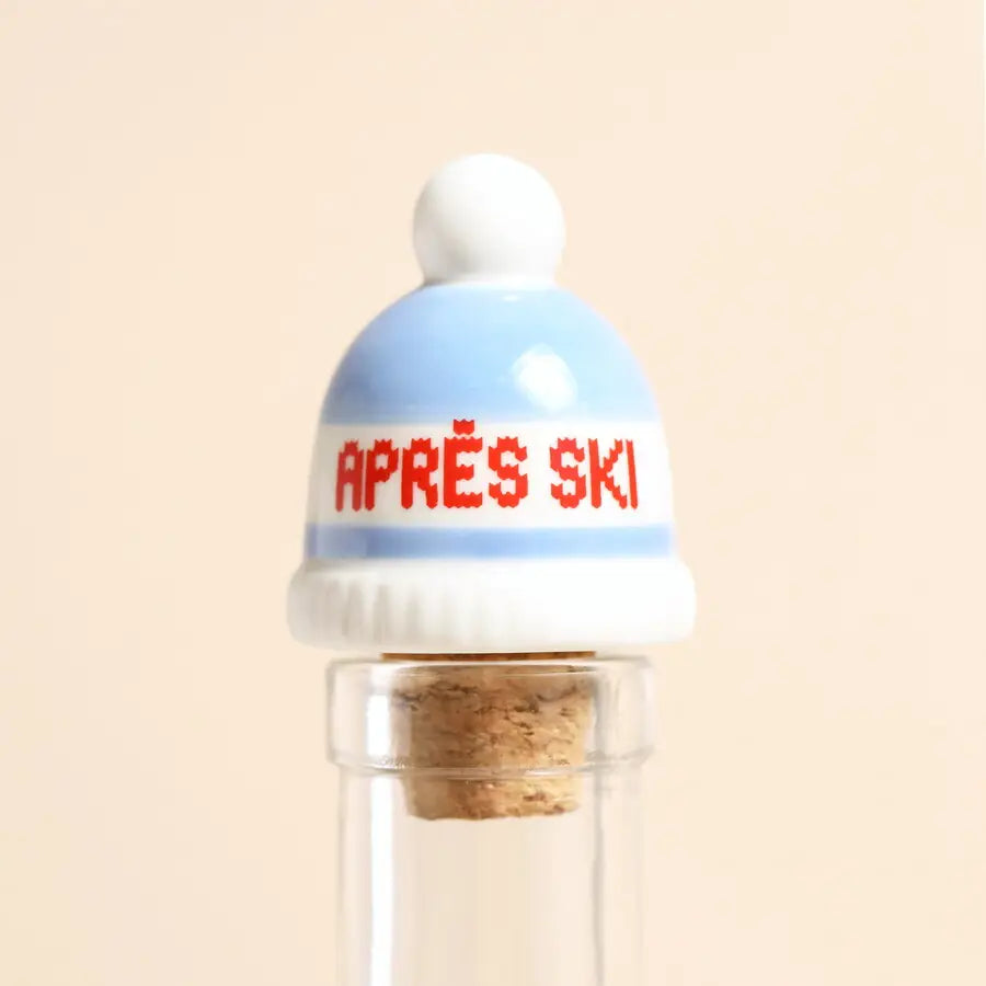 Ceramic Après-Ski Blue Bobble Hat Bottle Stopper