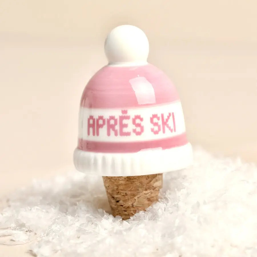 Ceramic Après-Ski Pink Hat Bottle Stopper