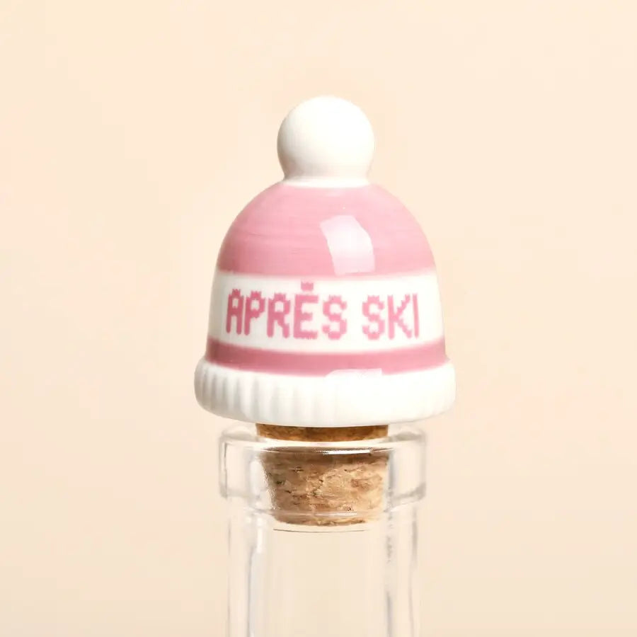 Ceramic Après-Ski Pink Hat Bottle Stopper
