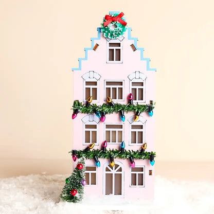 Battery Powered Wooden Lilac Led House Light Decoration